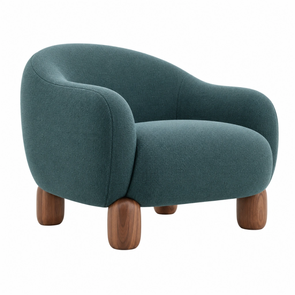 Poltrona 85 x 78 x 75 cm in tessuto verde con gambe in legno - stile moderno