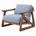 Poltrona 75 x 80 x 78 cm in legno e tessuto azzurro stile moderno con braccioli