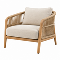 Poltrona 75 x 75 x 80 cm in legno e corda beige stile naturale