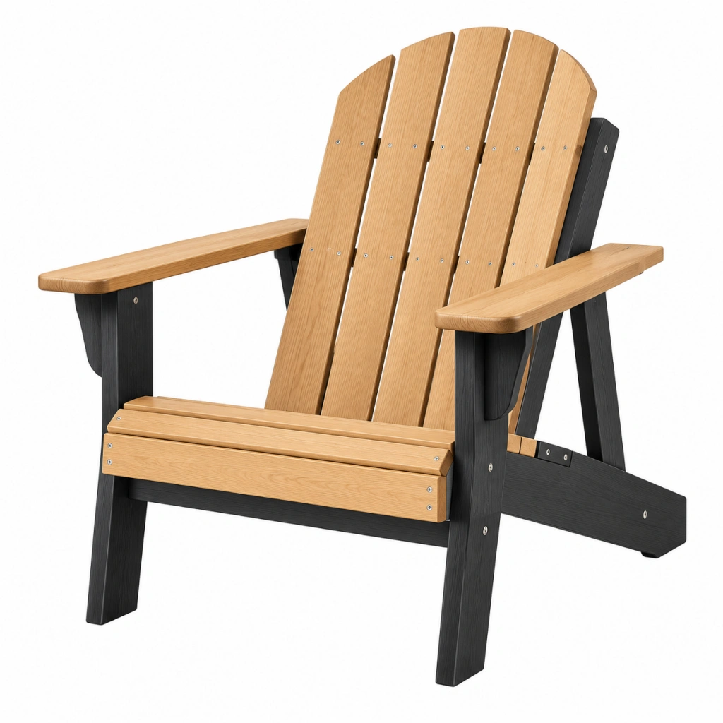Sedia da giardino 80 x 90 x 100 cm in legno naturale e nero stile Adirondack