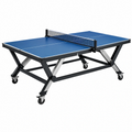 Tavolo da ping pong 274 x 152.5 x 76 cm blu in metallo pieghevole con ruote