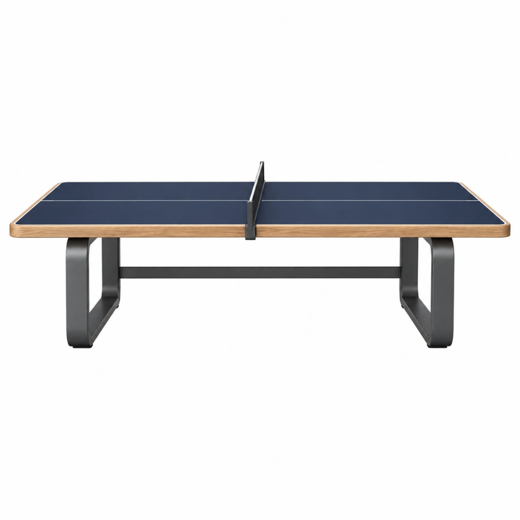 Tavolo da ping pong 274 x 152.5 x 76 cm blu scuro con bordo effetto legno e struttura in metallo