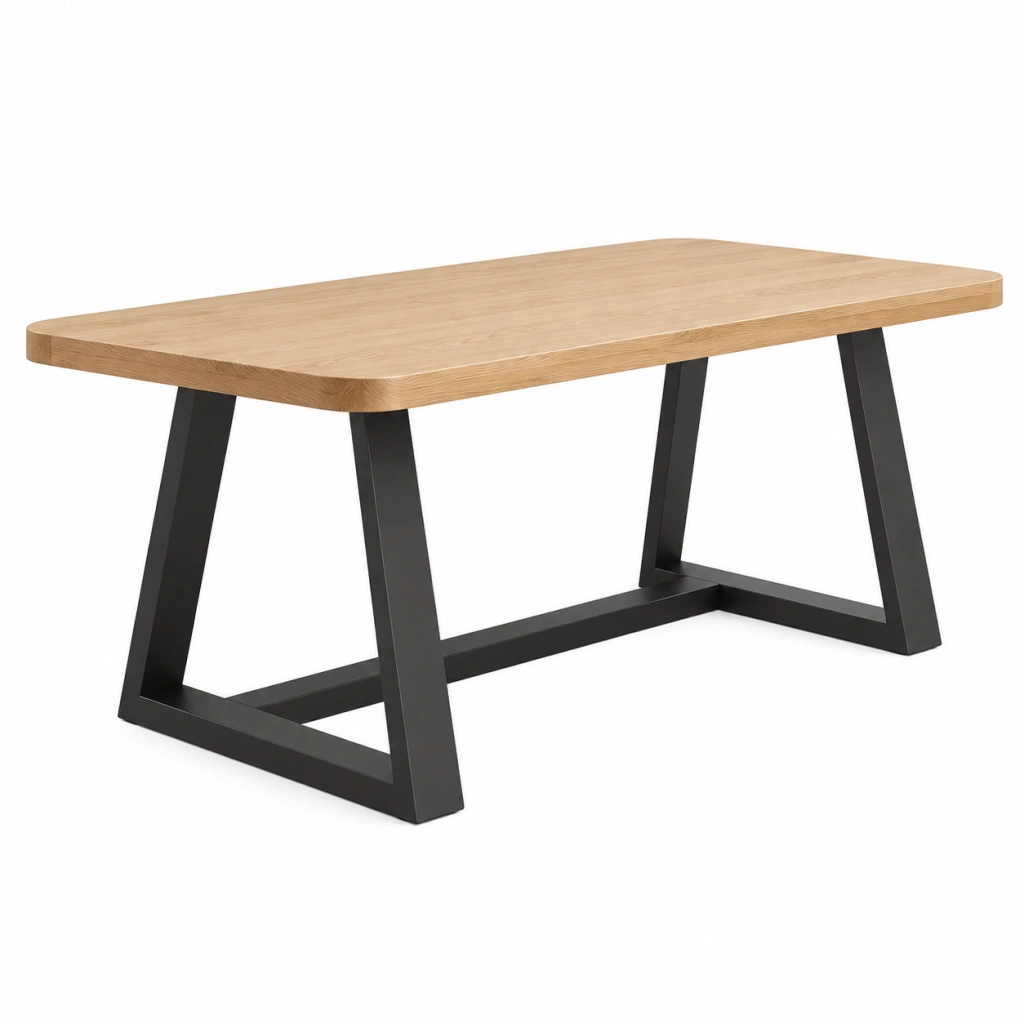 Tavolo da pranzo 140x80x75 cm in legno naturale e metallo nero - stile industriale