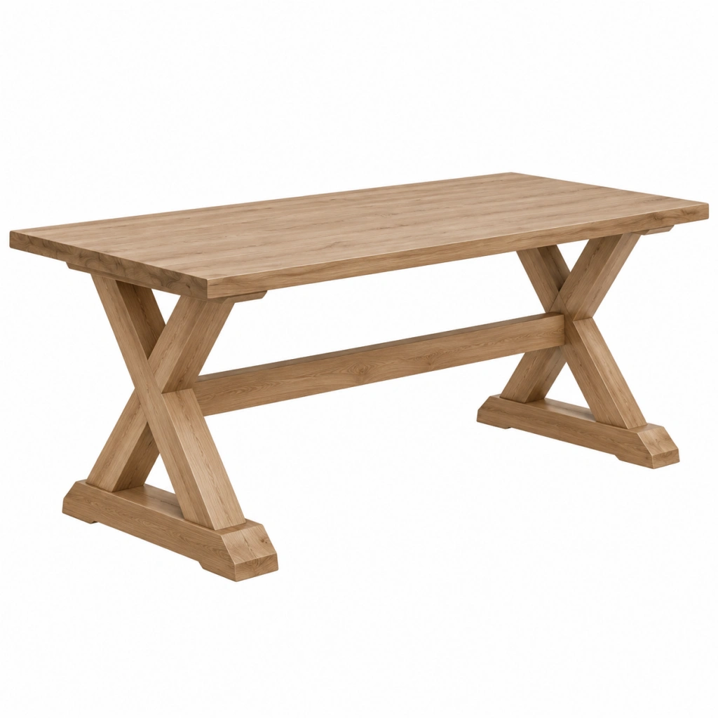 Tavolo da pranzo 200 x 90 x 75 cm in legno color rovere naturale stile rustico
